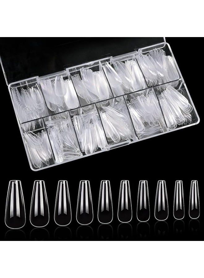 أظافر صناعية شفافة من500قطعة و10 مقاسات أظافر صناعية بمظهر طبيعي، أظافر اكريليك مع صندوق للنساء والبنات وصالونات الأظافر والاستخدام الشخصي - Image 3